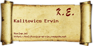 Kalitovics Ervin névjegykártya